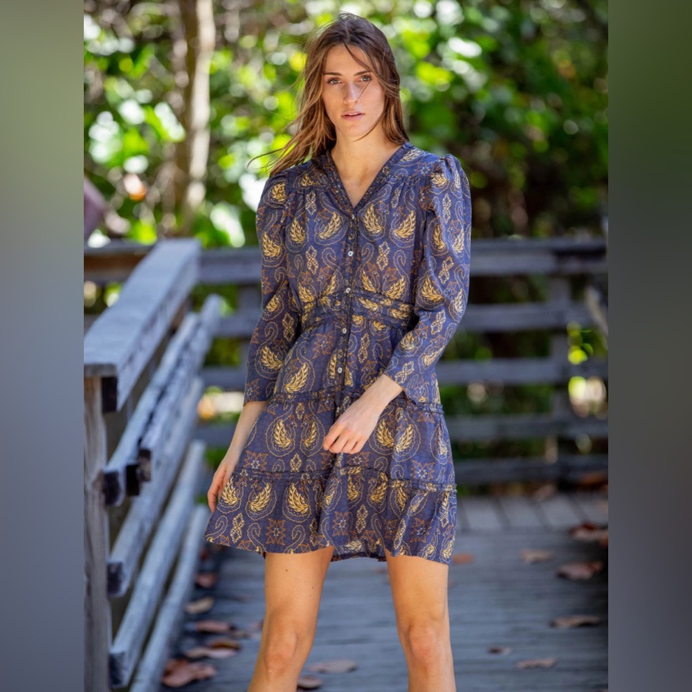 Bindu size medium blue short shirt shirt dress.